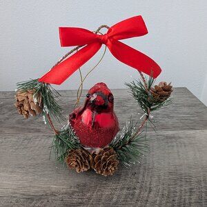 Cardinal Bird Swing Glass Ornament
